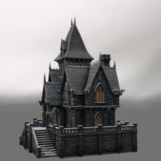 Dark Fantasy Mansion STL File for 3D Printing - Model thumbnail 4