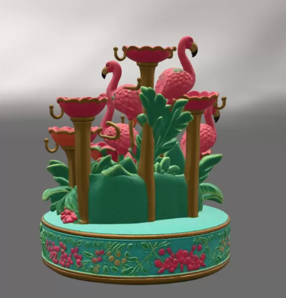 Flamingo Jewelry Organizer STL File for 3D Print - Model preview 10