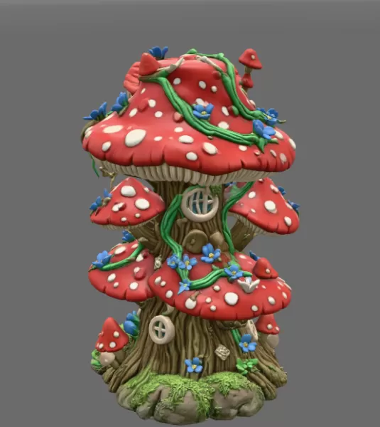 Enchanted Mushroom Village Tower STL File 3D Printable - Model preview 9