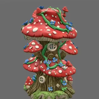 Enchanted Mushroom Village Tower STL File 3D Printable - Model thumbnail 9