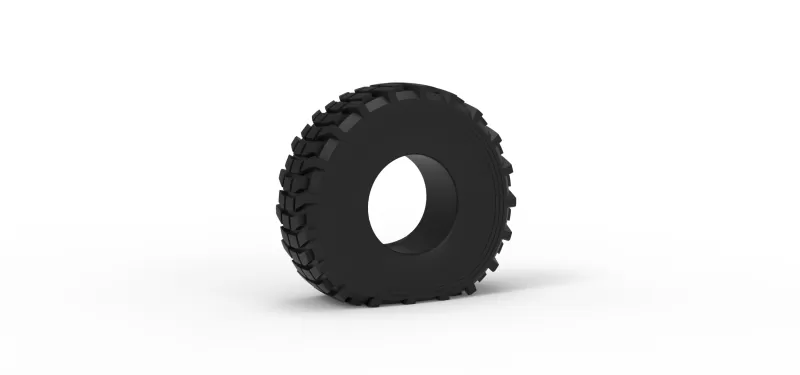 Military truck tire 5 deflated Scale 1:25 - Model preview 1