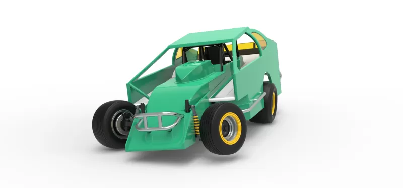 Northeast Dirt Modified stock car while turning V2 Scale 1:25 - Model preview 5
