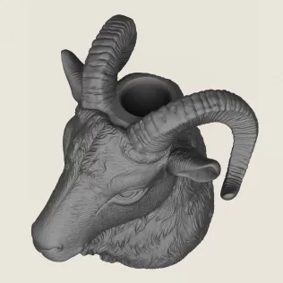 Goat Head Vase Print Ready 3D Model - Model thumbnail 2