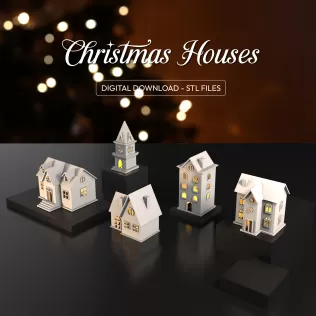 3D Christmas Houses , 5 pcs. Bundle for Christmas, Christmas - Model thumbnail 6