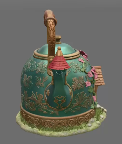 Fantasy Teapot Fairy House – STL File 3D Print - Model preview 6