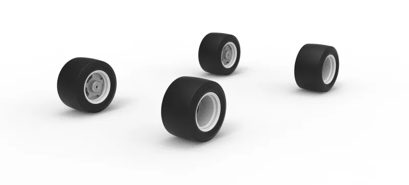 Wheel Set of Vintage Asphalt Modified stock car Scale 1:25 - Model preview 2