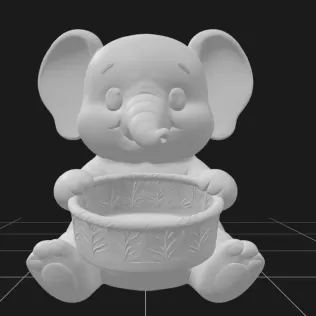 Cute Elephant with Gift Basket - Model thumbnail 2