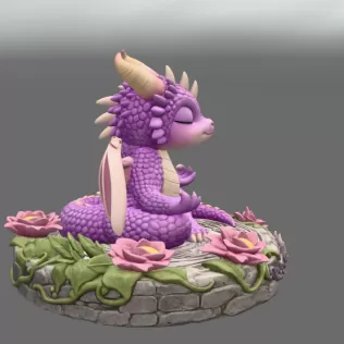 Meditating Baby Dragon STL File for 3D Print - Model thumbnail 6