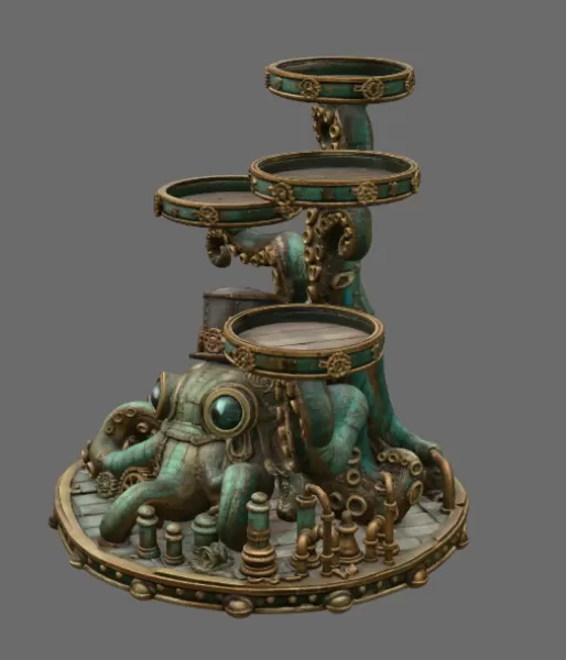 Steampunk Octopus Tray Organizer STL File for 3D Print - Model preview 9
