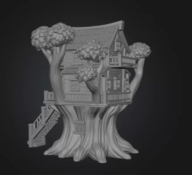 Fantasy Treehouse STL File for 3D Print - Model preview 10