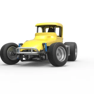 Vintage Sprint car while turning Version 2 Scale 1:25 - Model thumbnail 4