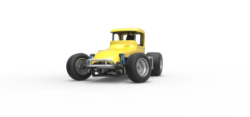 Vintage Sprint car while turning Version 2 Scale 1:25 - Model preview 4