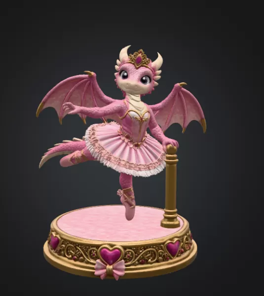Ballerina Dragon Princess STL File for 3D Printing - Model preview 7