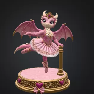Ballerina Dragon Princess STL File for 3D Printing - Model thumbnail 7