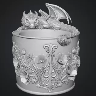 Crimson Poppy Dragon Planter STL File for 3D Print - Model thumbnail 9