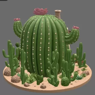 Cactus Cottage House STL File for 3D Print - Model thumbnail 11