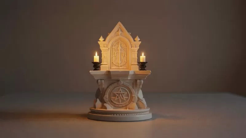 Mini Gothic Altar with Candles - Fantasy Halloween Prop - Model preview 7
