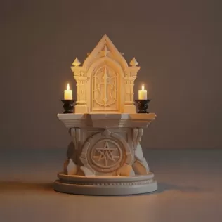 Mini Gothic Altar with Candles - Fantasy Halloween Prop