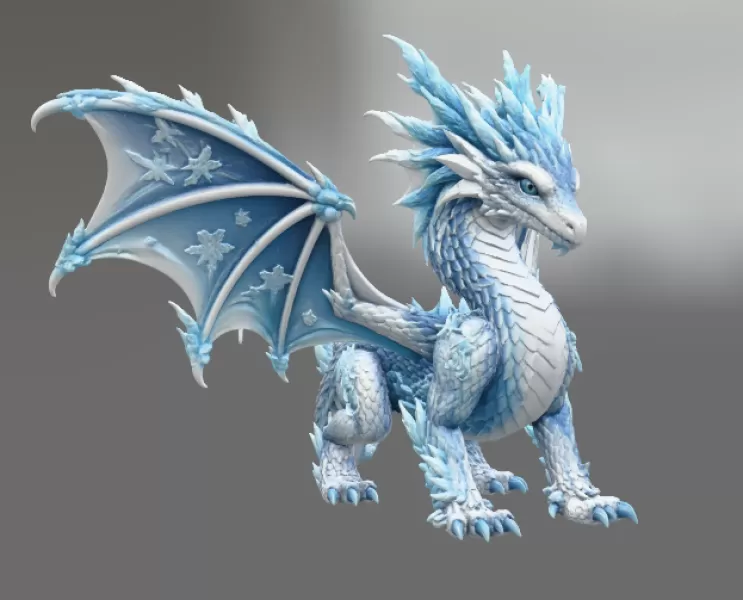 Winter Frost Dragon STL File for 3D Print - Model preview 11