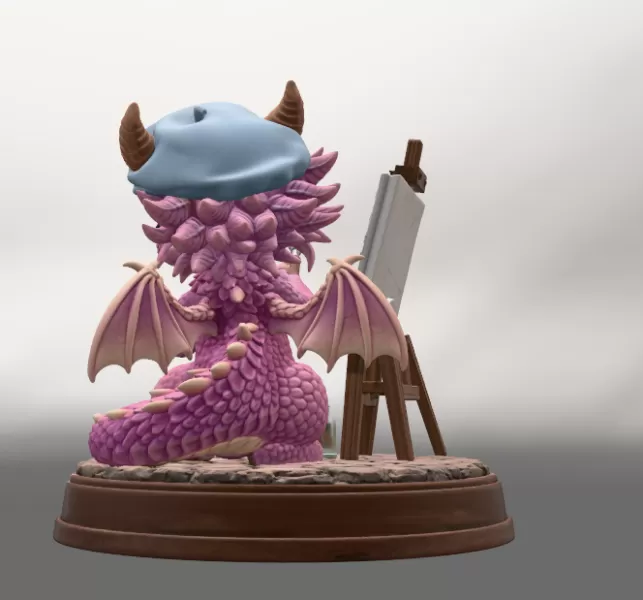 Cute Artist Dragon STL File for 3D Print - Model preview 5
