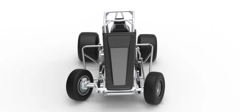 Vintage Dirt Silver Crown Car while turning Scale 1:25 - Model preview 8