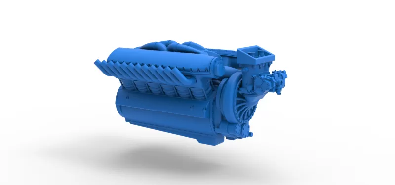 Engine V12 of Vintage Dragster Version 2 Scale 1:25 - Model preview 16