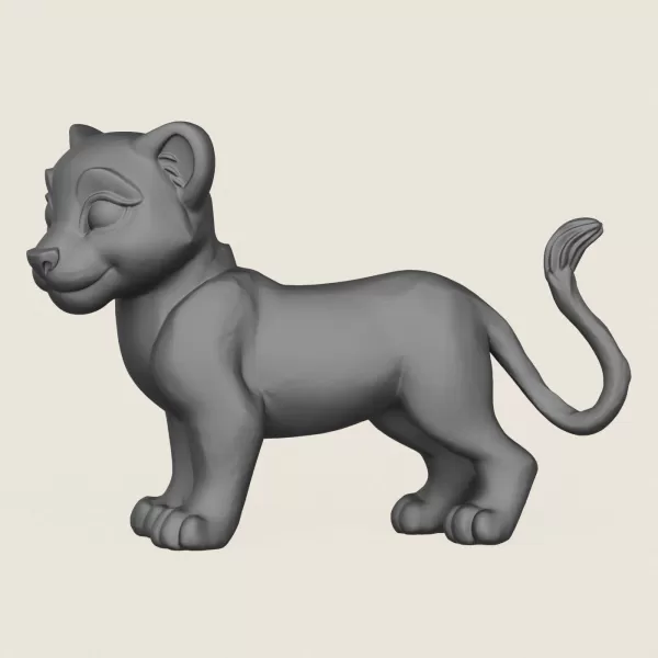 Lion Cub Print Ready 3D Model - Model preview 3