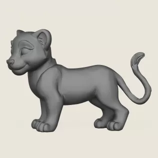 Lion Cub Print Ready 3D Model - Model thumbnail 3