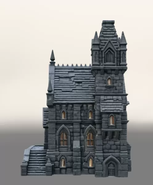Dark Fantasy Mansion STL File for 3D Printing - Model preview 4