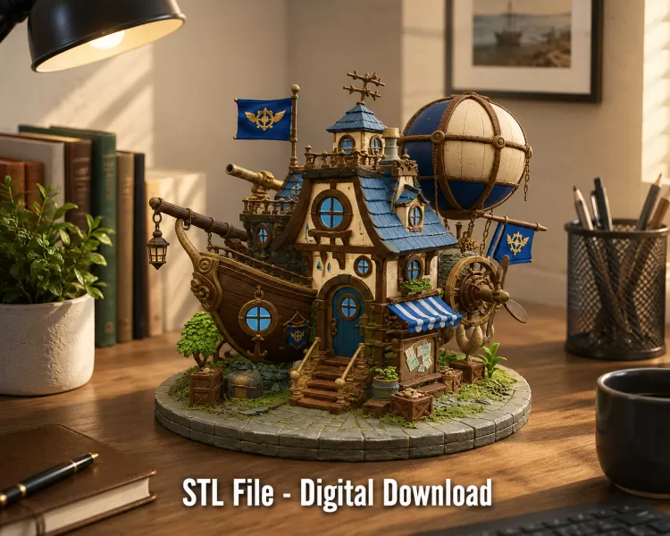 Sky Captain Airship House STL File for 3D Print - Model preview 1