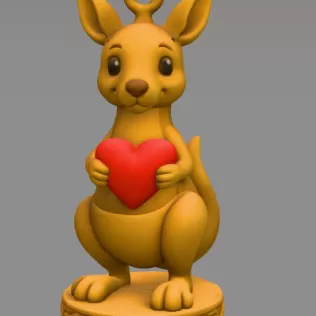 Kangaroo with Heart — Detailed Kangaroo Pendant / Figurine - Model thumbnail 2