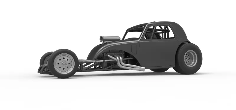 Front engine old school dragster with shell V11 Scale 1:25 - Model preview 2