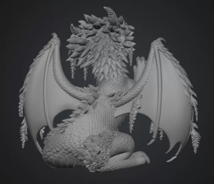 Wisteria Blossom Dragon STL File for 3D Print - Model preview 16