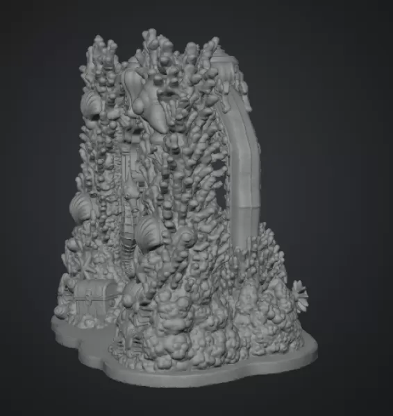 Coral Seahorse Fantasy Gateway STL File for 3D Print - Model preview 17