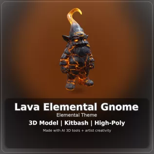 Gnome Collection Bundle – Blue Mystic, Sci-Fi Robot & Lava Eleme - Model thumbnail 6