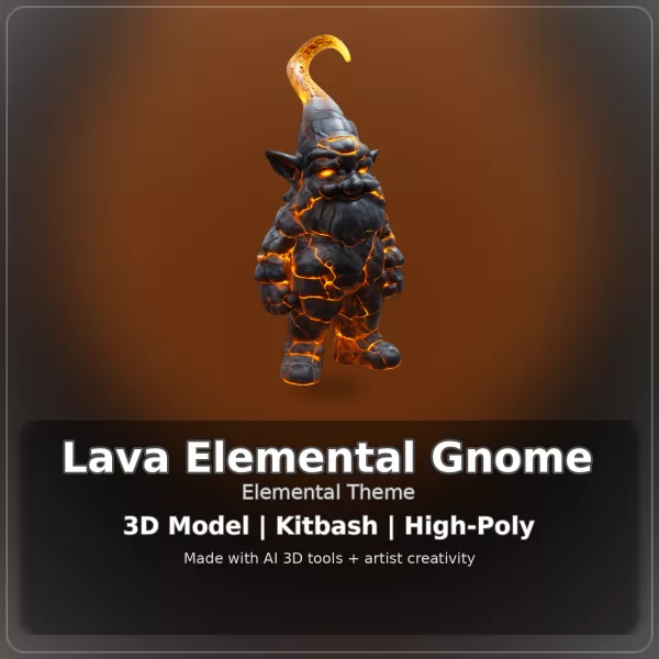 Gnome Collection Bundle – Blue Mystic, Sci-Fi Robot & Lava Eleme - Model preview 6