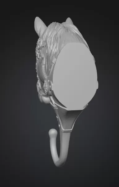 ✅ STL File Description – Steampunk Horse Wall Hook - Model preview 4