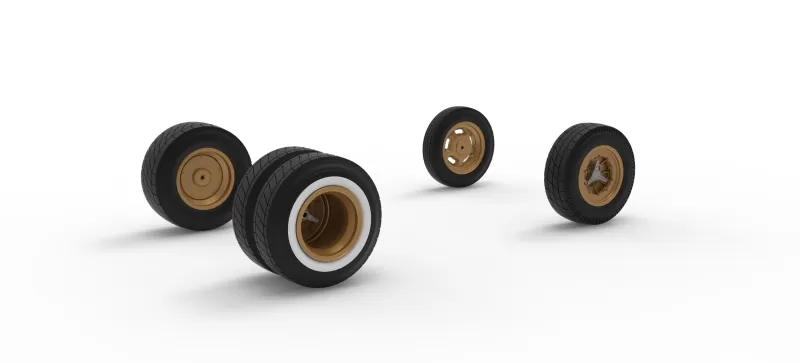 Wheel Set of Vintage Dirt Supermodified stock car V2 Scale 1:25 - Model preview 9