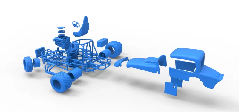 Vintage Sprint car while turning Version 2 Scale 1:25 - Model preview 28