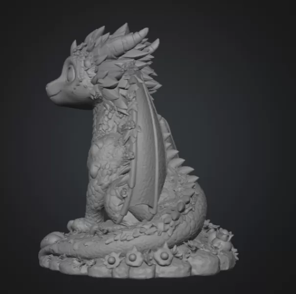 Blossom Heart Dragon STL File for 3D Print - Model preview 9
