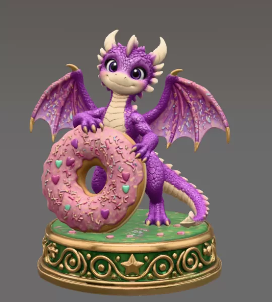 Sweet Donut Dragon STL File for 3D Print - Model preview 3