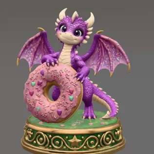 Sweet Donut Dragon STL File for 3D Print - Model thumbnail 3