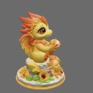 Sun Dragon STL File 3D Printable Fantasy Dragon Figurine - Model thumbnail 6