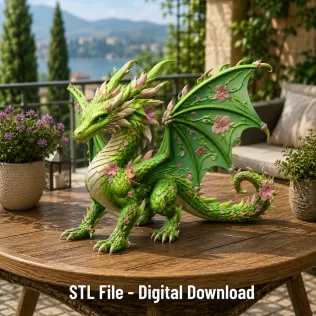 Spring Blossom Dragon STL File for 3D Print - Model thumbnail 2