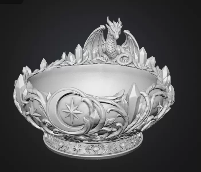 Celestial Crystal Dragon Bowl STL File for 3D Print - Model preview 14
