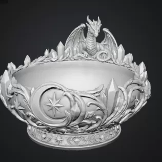 Celestial Crystal Dragon Bowl STL File for 3D Print - Model thumbnail 14