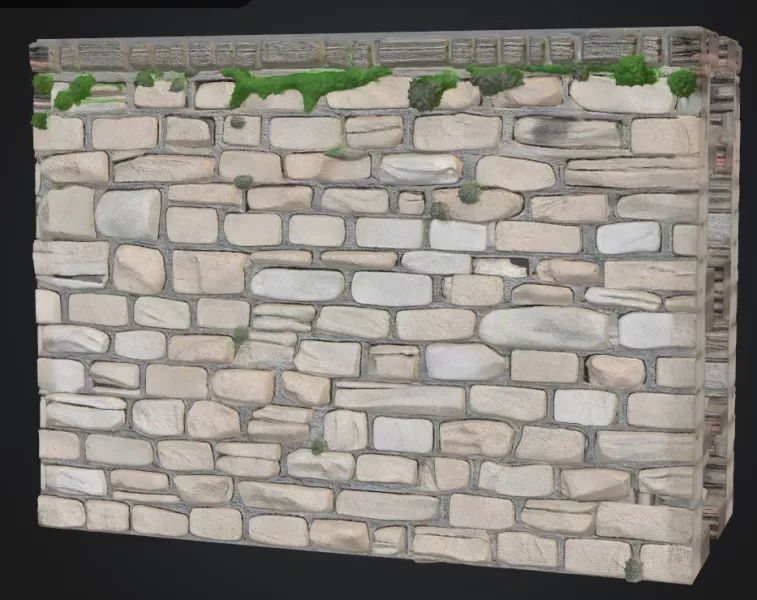 Stadtmauer mit Backstein und feldsteine gemauert - Model preview 1