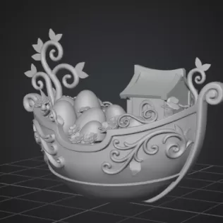 Fantasy Easter Egg Boat STL File– 3D Printable Easter Decoration - Model thumbnail 10