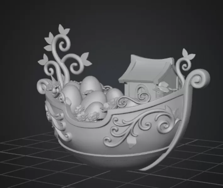 Fantasy Easter Egg Boat STL File– 3D Printable Easter Decoration - Model preview 10