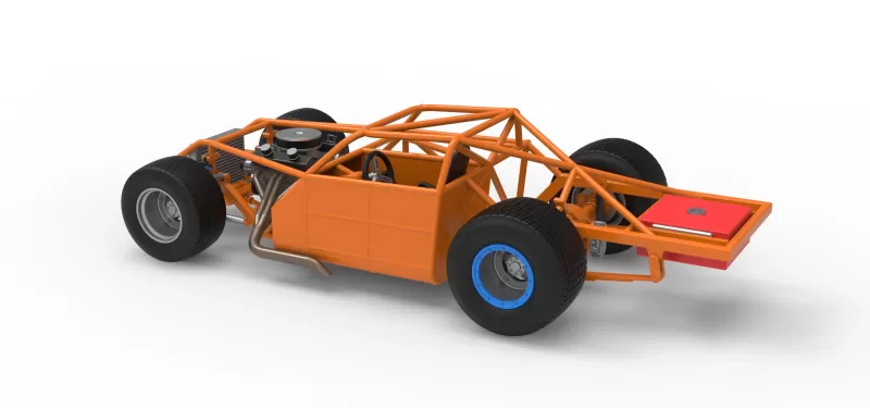 Vintage Dirt late model Race car Base Version 4 Scale 1:25 - Model preview 11